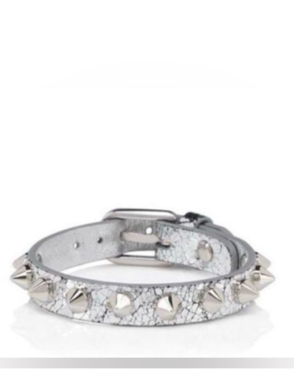 Christian Louboutin Cabata Spiked Crinkled Leather Bracelet